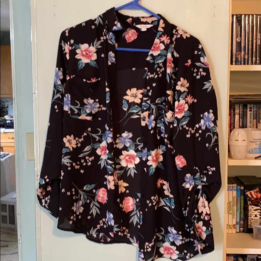 Button down floral blouse